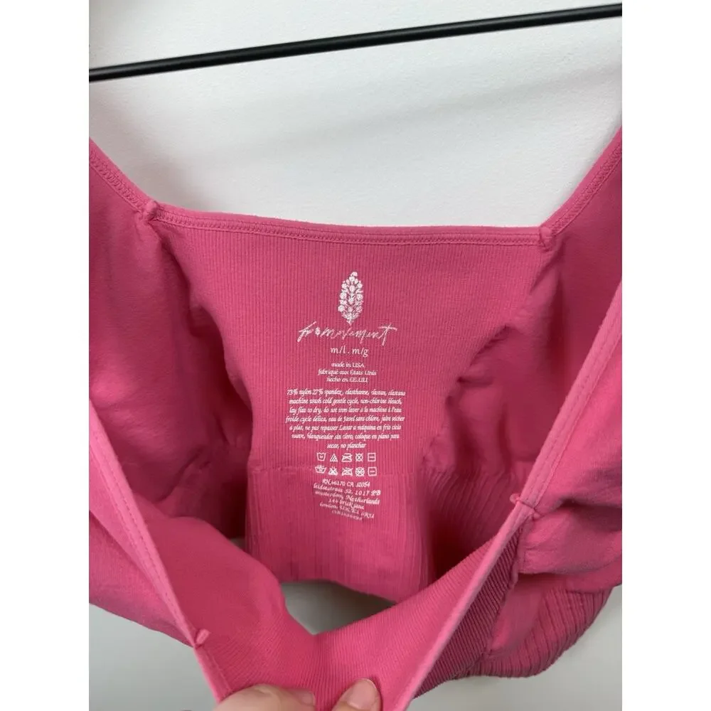 Free People FP Movement Good Karma Square Neck Sports Bra Pink Size M/L Active